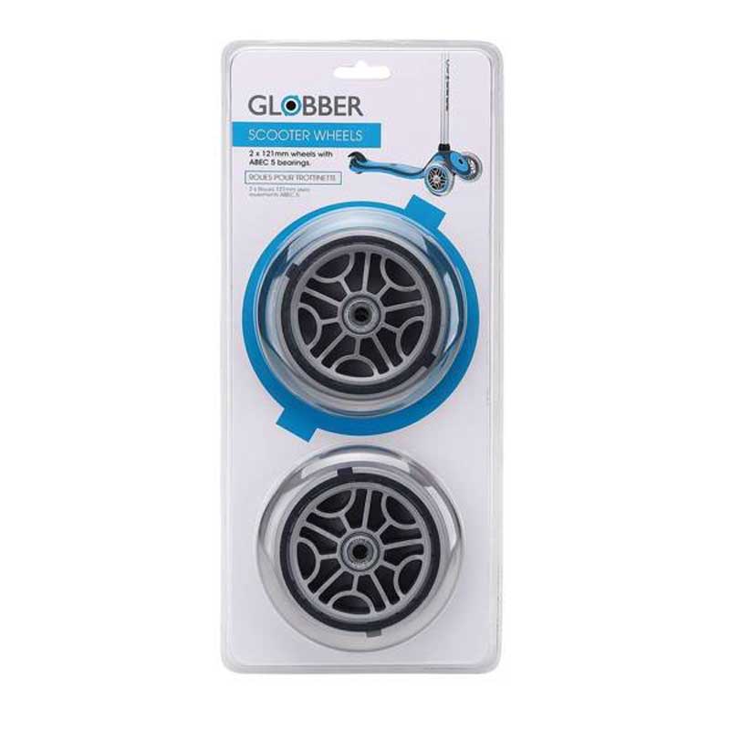 Комплект от 2 бр.предни колела АВЕС 5 за тротинетки Globber PRIMO/EVO/GO UP/ELITE/FLOW 125 - снимка в опаковка. 