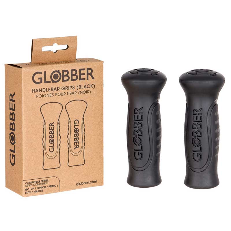 Комплект от 2 броя ръкохватки за тротинетки GLOBBER, черни – комплект с опаковка и две ръкохватки.
