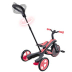 Триколка Globber EXPLORER TRIKE 4 IN 1, розов цвят – регулируема родителска дръжка, заден диагонален изглед
