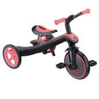 Триколка Globber EXPLORER TRIKE 4 IN 1, розов цвят – режим триколка с педали, преден диагонален изглед.