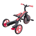 Триколка Globber EXPLORER TRIKE 4 IN 1, розов цвят – триколка с педали за деца, изглед отзад под ъгъл.