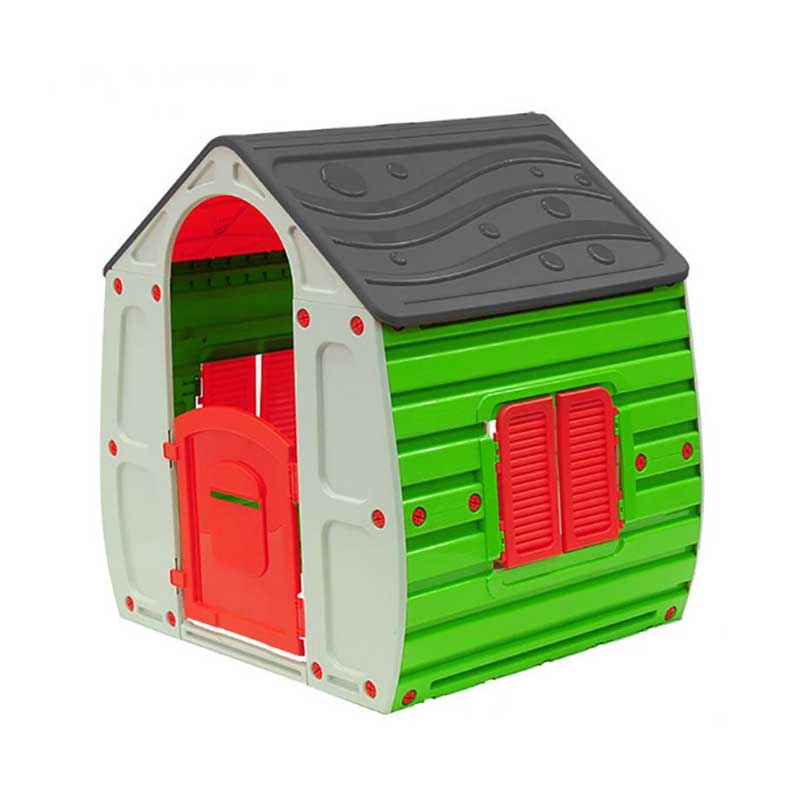 Детска пластмасова къщичка за игра на двора Magic Playhouse – преден диагонален изглед.
