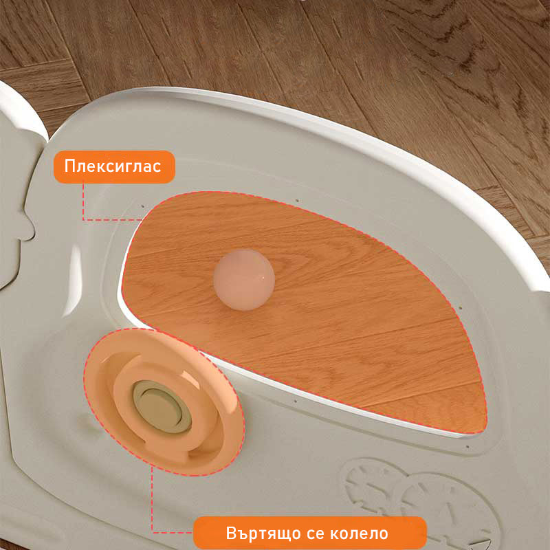 Бебешка ограда с баскетболен кош и табло с активности - Сива кола