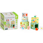 Дървени кубчета за подреждане Classic World с горски мотиви