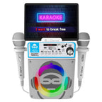 Караоке Bluetooth тонколона с 2 микрофона и LED лампа, бяла