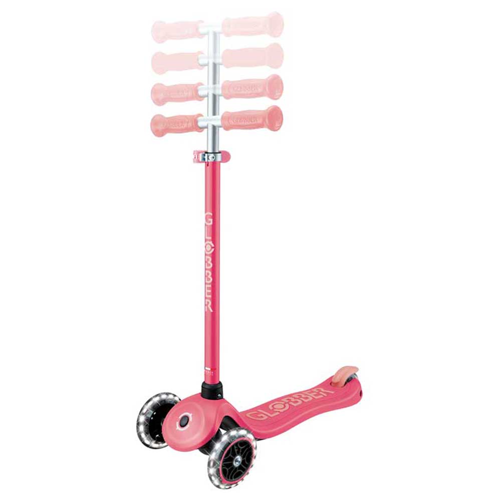 Детска тротинетка със светещи колела PRIMO PLUS GLOW LIGHTS, корал
