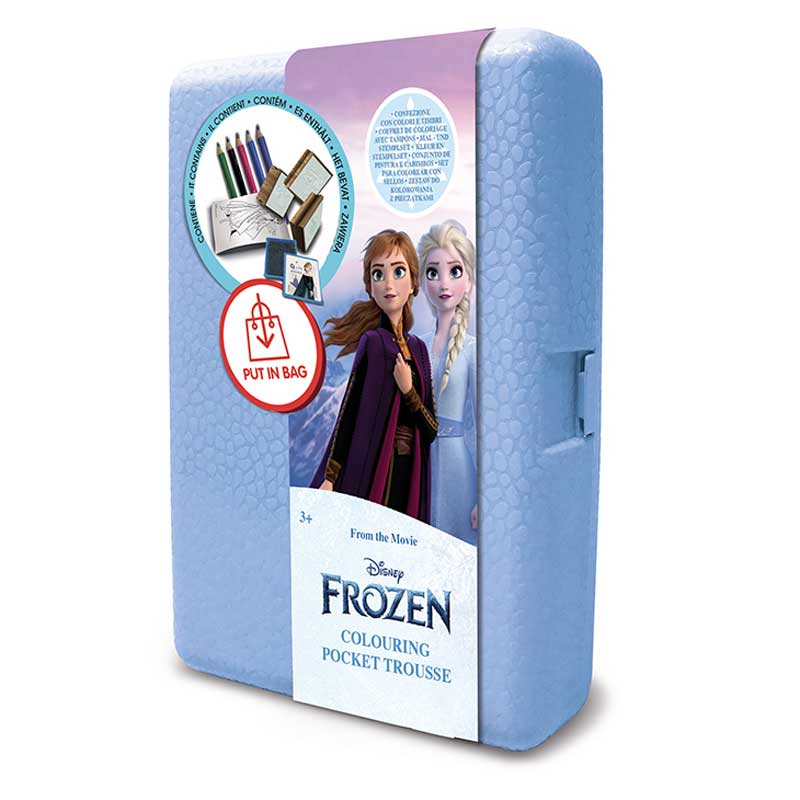 Кутия за съхранение "Frozen 2" с аксесоари за оцветяване и 3 печата.