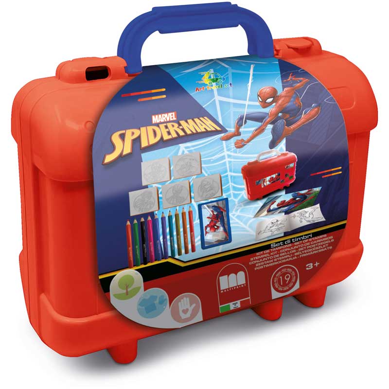Арт куфарче Spiderman. Комплект за оцветяване. Заснето отпред, на бял фон.