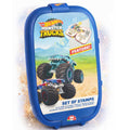 Детски комплект за рисуване Hot Wheels в куфарче на колелца с аксесоари. Снимка отпред.