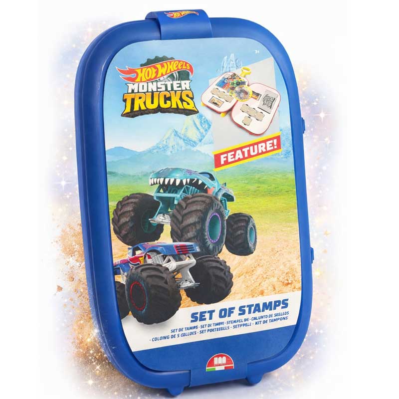 Детски комплект за рисуване Hot Wheels в куфарче на колелца с аксесоари. Снимка отпред.
