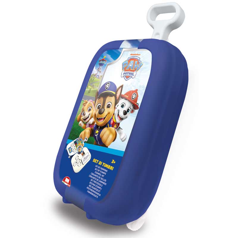 Детски комплект за рисуване Paw Patrol в куфарче на колелца с аксесоари. Изглед отстрани.
