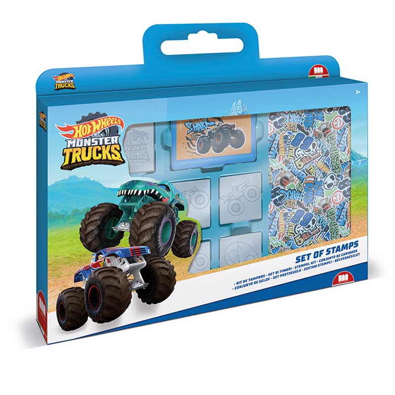 Комплект за творчество Hot Wheels с печати, флумастери и бележник за рисунки. Снимка отпред. 