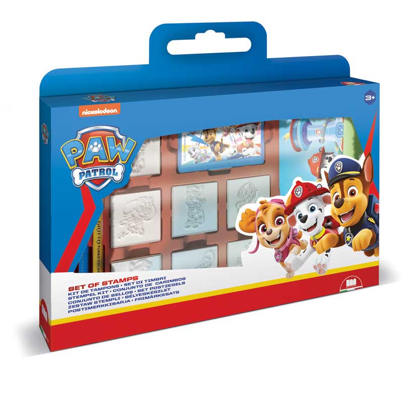 Комплект за творчество Paw Patrol с печати, флумастери и бележник за рисунки. Снимка отпред. 