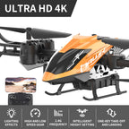 Сгъваем дрон с ULTRA HD 4K камера, светлинни ефекти и WiFi управление, оранжев цвят