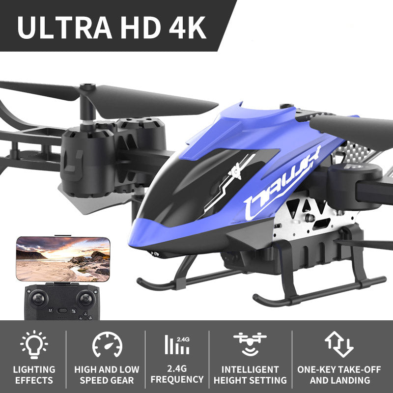 Сгъваем дрон с ULTRA HD 4K камера, светлинни ефекти и WiFi управление, син цвят