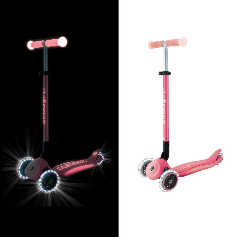 Сгъваема тротинетка със светещи дръжки ELITE GLOW LIGHTS, цвят корал