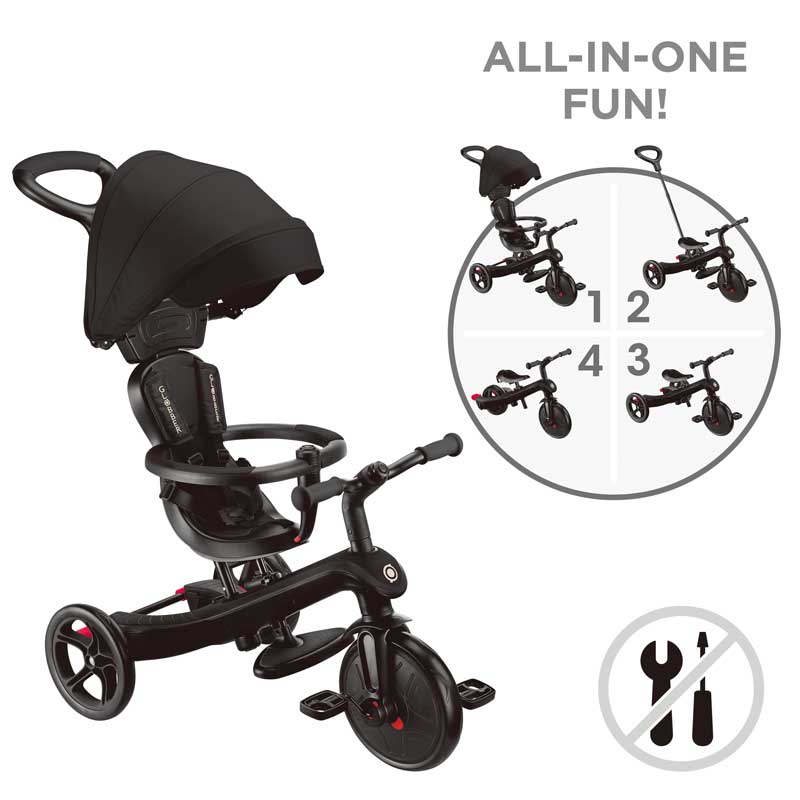 Триколка 4 в 1 GLOBBER EXPLORER TRIKE със сенник, черна