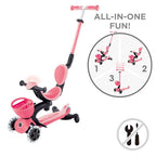 Тротинетка 5 в 1 GLOBBER GO UP BABY LEARN 360° FLASH LIGHTS, розова