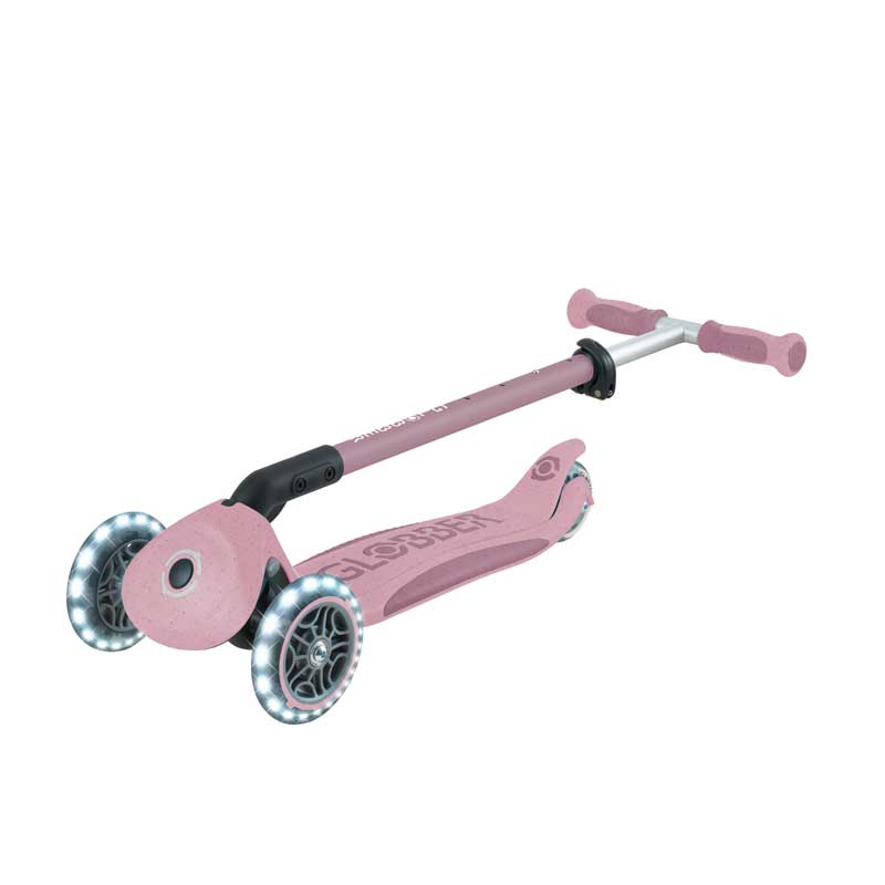 Тротинетка със седалка 5 в 1 GLOBBER GO UP DELUXE LIGHTS ECOLOGIC 360° - розова