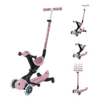 Тротинетка със седалка 5 в 1 GLOBBER GO UP DELUXE LIGHTS ECOLOGIC 360° - розова